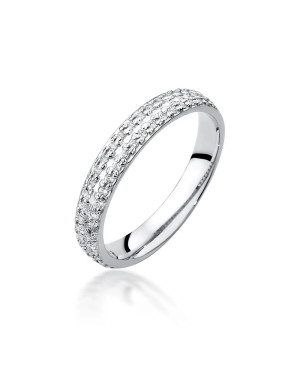 Złoty Pierścionek 14k Białe Złoto Kamienie Diamenty 0,23ct