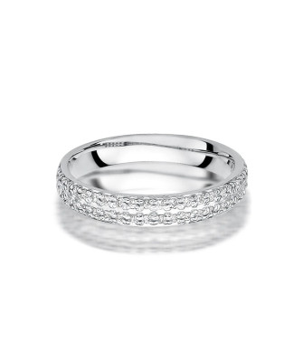 Złoty Pierścionek 14k Białe Złoto Kamienie Diamenty 0,23ct
