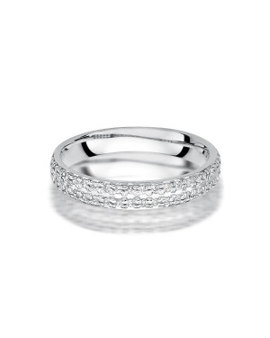 Złoty Pierścionek 14k Białe Złoto Kamienie Diamenty 0,23ct