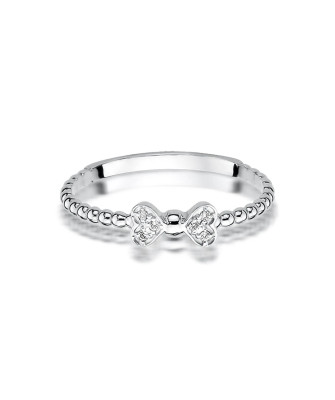 14k White Gold Diamond Bow Ring 0.03ct