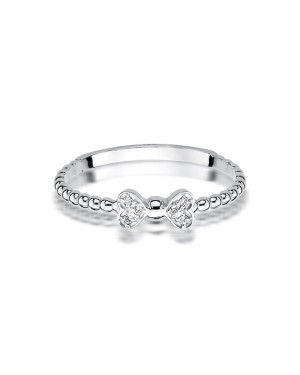 14k White Gold Diamond Bow Ring 0.03ct