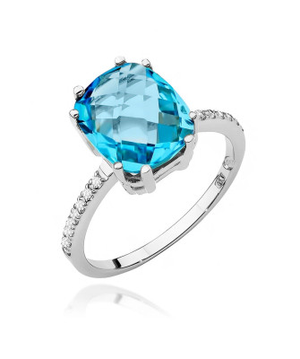Topaz pierścionek z białego złota 14k