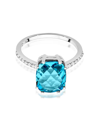 Topaz pierścionek z białego złota 14k
