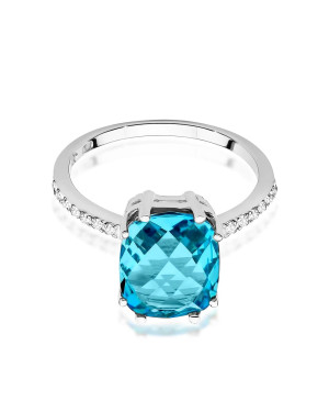 Topaz pierścionek z białego złota 14k