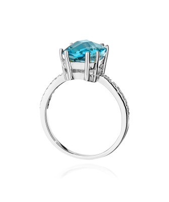 Topaz pierścionek z białego złota 14k