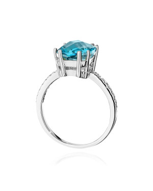 Topaz pierścionek z białego złota 14k