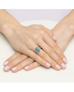 Topaz pierścionek z białego złota 14k