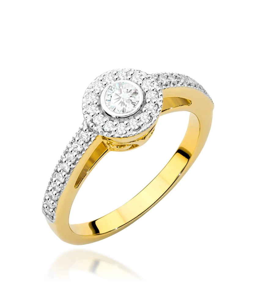 Złoty Pierścionek 14k Brylant Diamenty 0,37ct