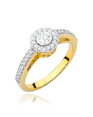 Złoty Pierścionek 14k Brylant Diamenty 0,37ct
