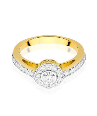 Złoty Pierścionek 14k Brylant Diamenty 0,37ct