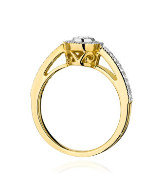 Złoty Pierścionek 14k Brylant Diamenty 0,37ct