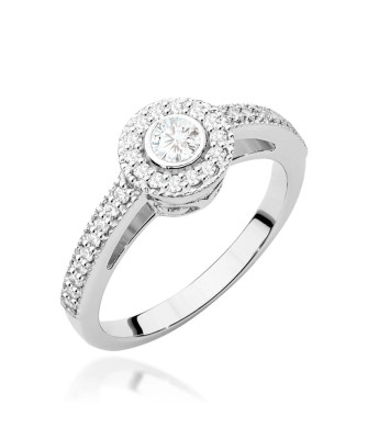 Złoty Pierścionek 14k Białe Złoto Brylant Diamenty 0,37ct