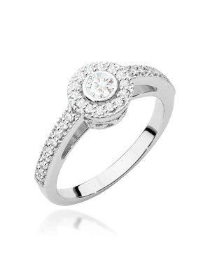Złoty Pierścionek 14k Białe Złoto Brylant Diamenty 0,37ct