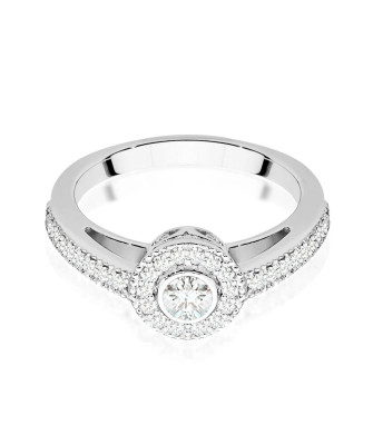 Złoty Pierścionek 14k Białe Złoto Brylant Diamenty 0,37ct