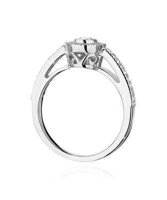 Złoty Pierścionek 14k Białe Złoto Brylant Diamenty 0,37ct