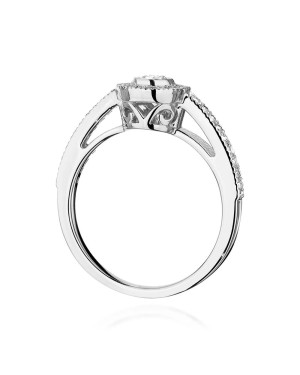 Złoty Pierścionek 14k Białe Złoto Brylant Diamenty 0,37ct