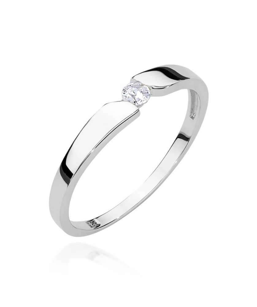 Pierścionek z brylantem 0,08ct białe złoto 14k