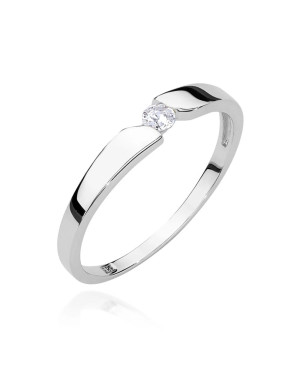 Pierścionek z brylantem 0,08ct białe złoto 14k