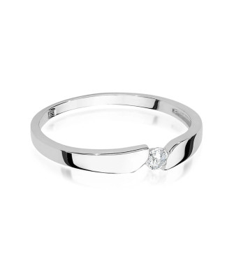 Pierścionek z brylantem 0,08ct białe złoto 14k