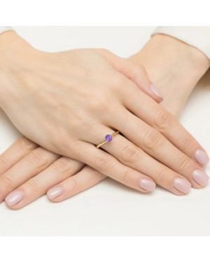 Gold ring with amethyst 14k certificate