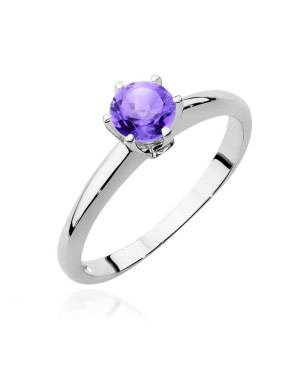 Gold ring with amethyst white gold 14k