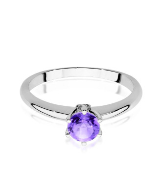 Gold ring with amethyst white gold 14k