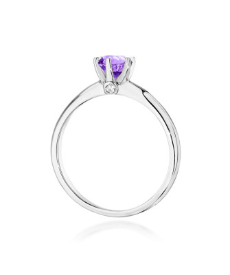 Gold ring with amethyst white gold 14k