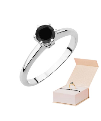Gold ring with black diamond white gold