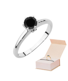 Gold ring with black diamond white gold