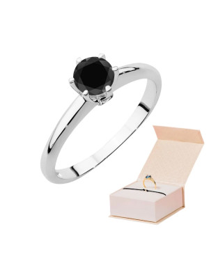 Gold ring with black diamond white gold
