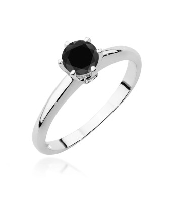 Gold ring with black diamond white gold