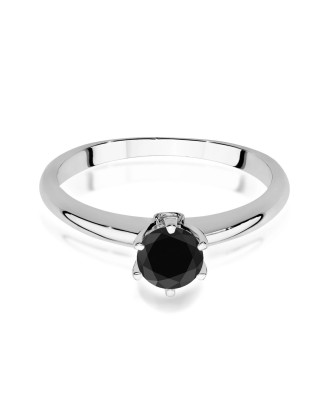 Gold ring with black diamond white gold