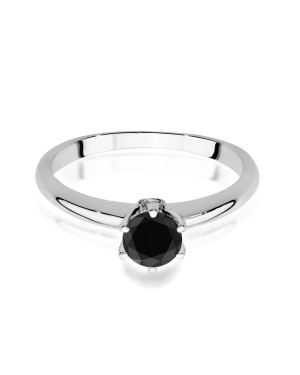 Gold ring with black diamond white gold