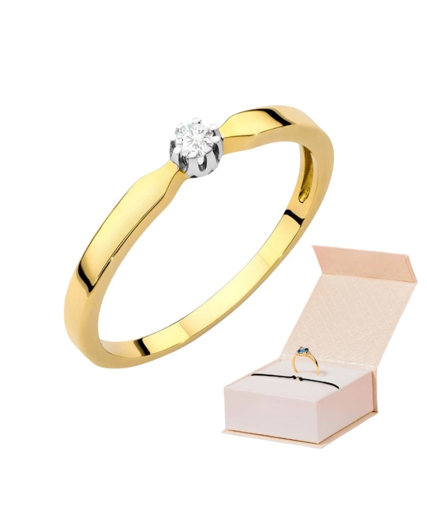 Pierścionek z diamentem 0,04ct certyfikat