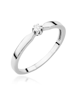 Pierścionek z diamentem 0,04ct białe złoto 14k