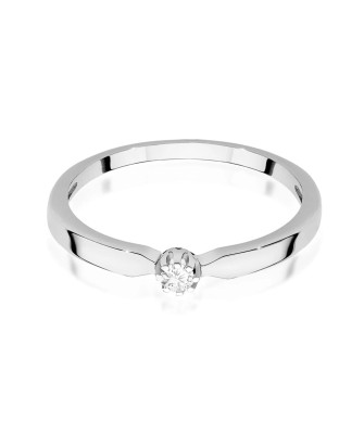 Pierścionek z diamentem 0,04ct białe złoto 14k