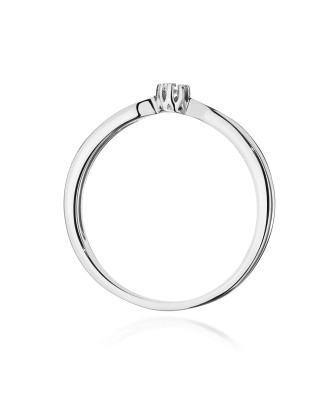 Pierścionek z diamentem 0,04ct białe złoto 14k