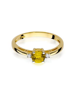 Cytryn pierścionek diamenty 14k