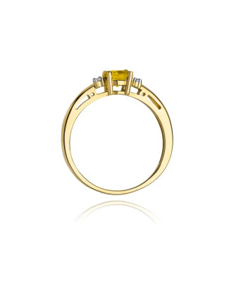 Cytryn pierścionek diamenty 14k