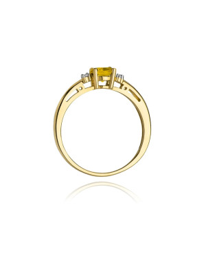 Cytryn pierścionek diamenty 14k