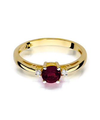 Ring with garnet diamonds gold 14k
