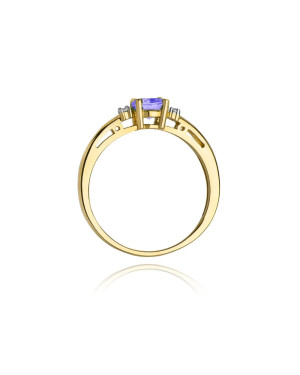 Tanzanit pierścionek diamenty złoto 14k