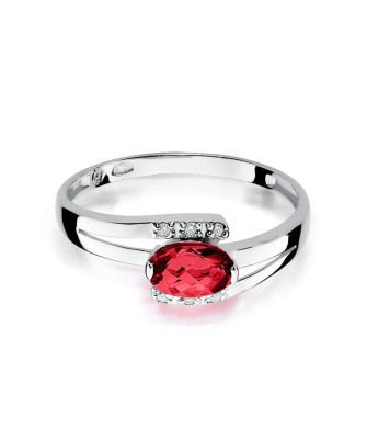 Ring with ruby and diamonds white gold