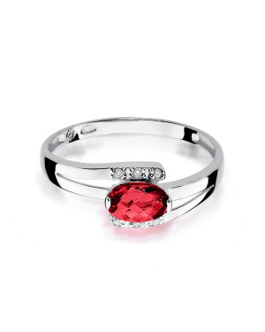 Ring with ruby and diamonds white gold