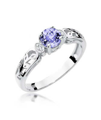 14k White Gold Ring Tanzanite Diamonds