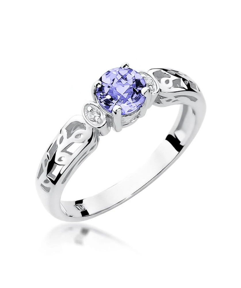 14k White Gold Ring Tanzanite Diamonds