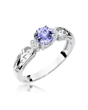14k White Gold Ring Tanzanite Diamonds