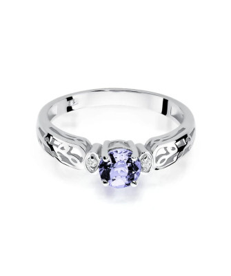 14k White Gold Ring Tanzanite Diamonds