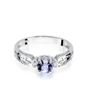 14k White Gold Ring Tanzanite Diamonds