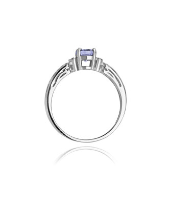 14k White Gold Ring Tanzanite Diamonds